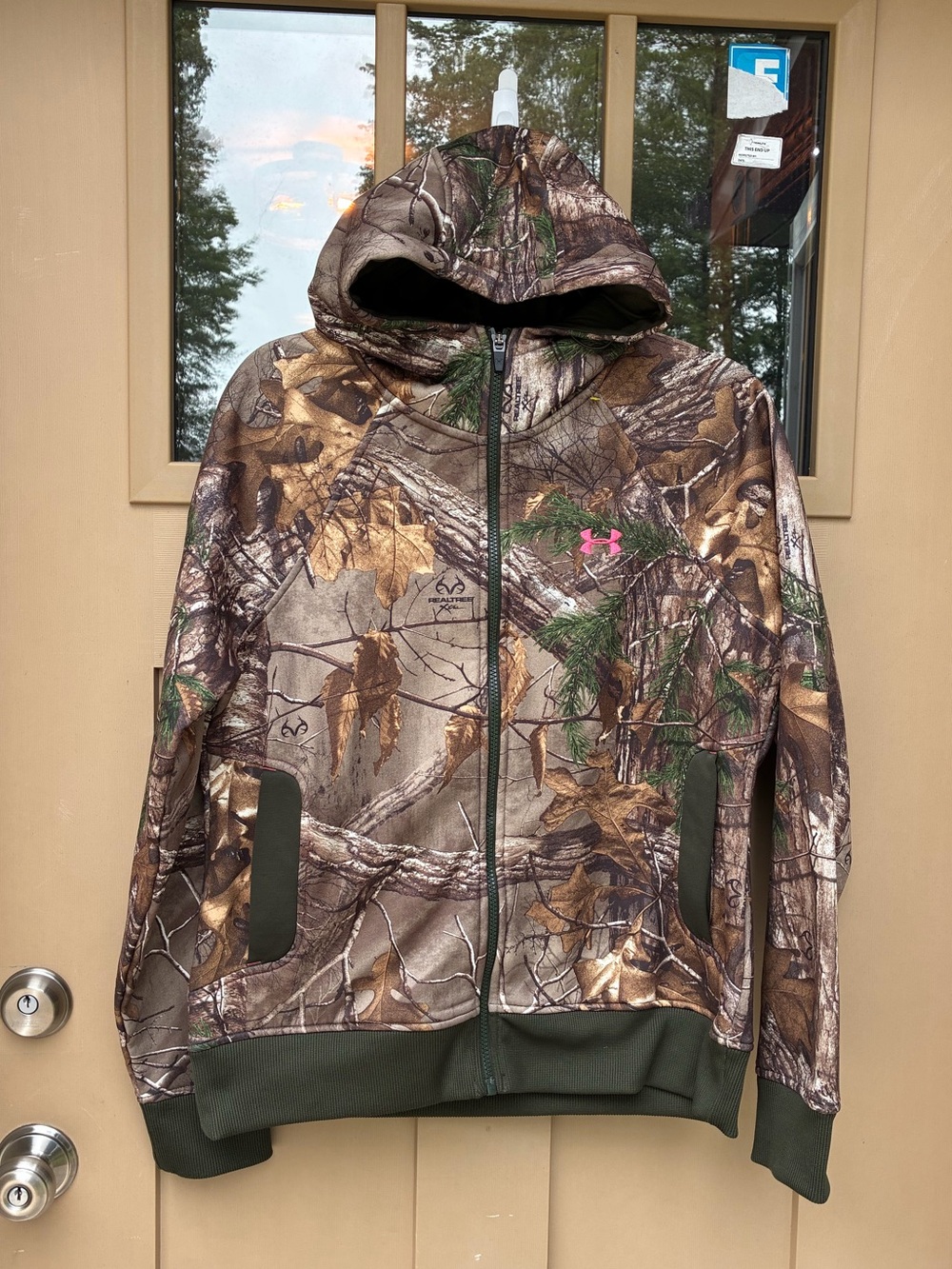 Under Armour Full Zip Hoodie Camouflage with Pink Women's Medium